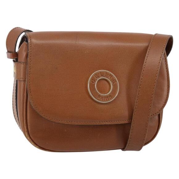 CELINE Shoulder Bag Leather Brown Gold